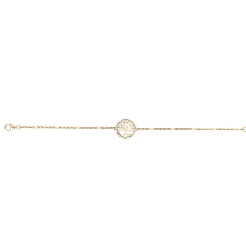 Bracelet Arbre de Vie PHEBUS zirconium doré, packshot sur fond blanc
