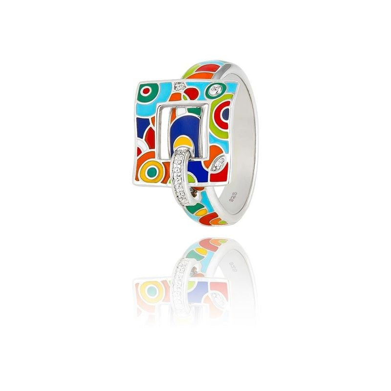 Bague Una Storia Bahia Laquée à la Main Argenté, vue packshot sur fond neutre