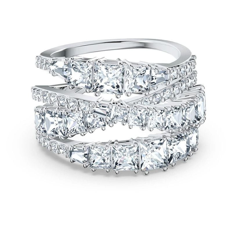 Bague Swarovski Hyperbola Cristal Blanc Argenté, packshot sur fond blanc