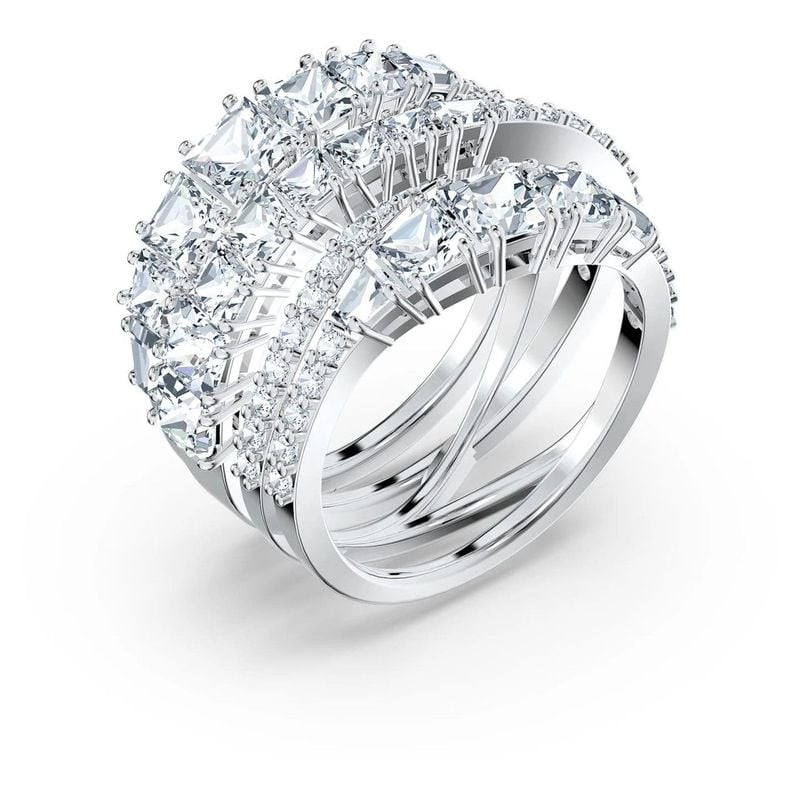 Bague Swarovski Hyperbola Cristal Blanc Argenté sur fond neutre, vue packshot