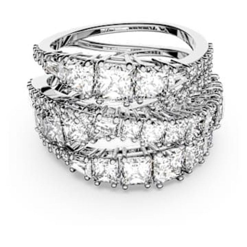 Bague Swarovski Hyperbola Cristal Blanc Argenté vue de face sur fond neutre