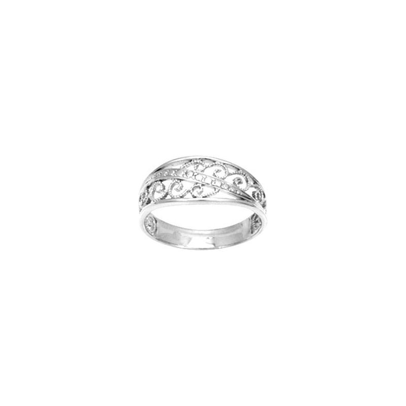 Bague Dentelle Ciselée en argent 925 rhodié avec entrelacs ajourés inspirés de la dentelle